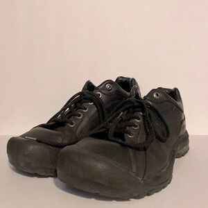 KEEN Men's Black Leather 1365-BKFG Walking Hiking Anti-Slip Shoes